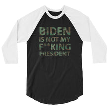 Cargar imagen en el visor de la galería, Biden Is Not My F**KING President Camouflage 3/4 sleeve raglan shirt