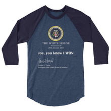 Cargar imagen en el visor de la galería, Joe you know I won 3/4 sleeve raglan shirt