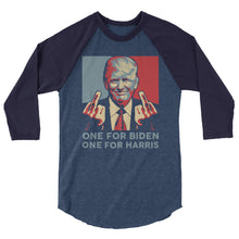 Cargar imagen en el visor de la galería, Trump middle finger 3/4 sleeve raglan shirt