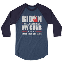 Cargar imagen en el visor de la galería, BIDEN STAIRS and GUNS 3/4 sleeve raglan shirt