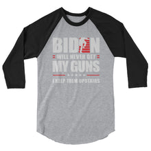 Cargar imagen en el visor de la galería, BIDEN STAIRS and GUNS 3/4 sleeve raglan shirt