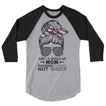 Cargar imagen en el visor de la galería, Moms raising LIONS NOT SHEEP 3/4 sleeve raglan shirt