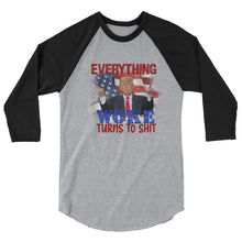 Cargar imagen en el visor de la galería, Everything woke turns to SHIT 3/4 sleeve raglan shirt