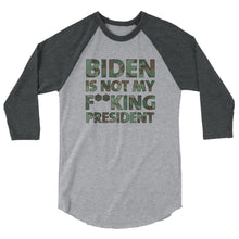 Cargar imagen en el visor de la galería, Biden Is Not My F**KING President Camouflage 3/4 sleeve raglan shirt