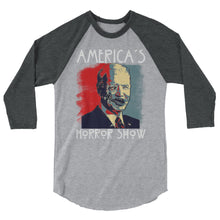 Cargar imagen en el visor de la galería, America’s Horror Show 3/4 sleeve raglan shirt