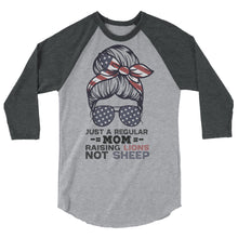 Cargar imagen en el visor de la galería, Moms raising LIONS NOT SHEEP 3/4 sleeve raglan shirt