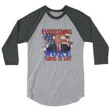Cargar imagen en el visor de la galería, Everything woke turns to SHIT 3/4 sleeve raglan shirt