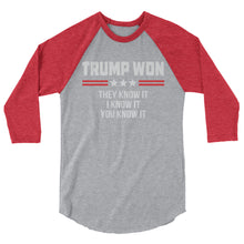 Cargar imagen en el visor de la galería, TRUMP WON 3/4 sleeve raglan shirt