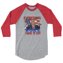 Cargar imagen en el visor de la galería, Everything woke turns to SHIT 3/4 sleeve raglan shirt