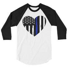 Cargar imagen en el visor de la galería, Blue Line Heart 3/4 sleeve raglan shirt