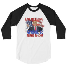 Cargar imagen en el visor de la galería, Everything woke turns to SHIT 3/4 sleeve raglan shirt
