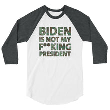 Cargar imagen en el visor de la galería, Biden Is Not My F**KING President Camouflage 3/4 sleeve raglan shirt
