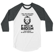 Cargar imagen en el visor de la galería, F**K BIDEN! Not one of your sheep ! 3/4 sleeve raglan shirt