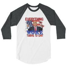 Cargar imagen en el visor de la galería, Everything woke turns to SHIT 3/4 sleeve raglan shirt