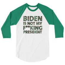 Cargar imagen en el visor de la galería, Biden Is Not My F**KING President Camouflage 3/4 sleeve raglan shirt