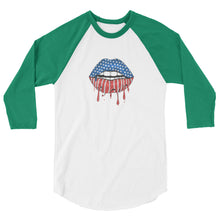 Cargar imagen en el visor de la galería, USA Lips 3/4 sleeve raglan shirt