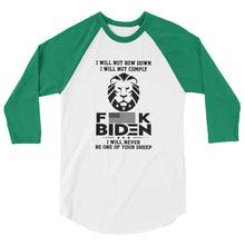 Cargar imagen en el visor de la galería, F**K BIDEN! Not one of your sheep ! 3/4 sleeve raglan shirt