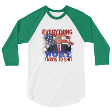 Cargar imagen en el visor de la galería, Everything woke turns to SHIT 3/4 sleeve raglan shirt
