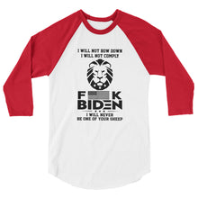 Cargar imagen en el visor de la galería, F**K BIDEN! Not one of your sheep ! 3/4 sleeve raglan shirt