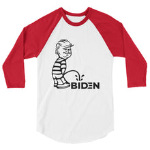 Cargar imagen en el visor de la galería, Trump piss on Biden 3/4 sleeve raglan shirt