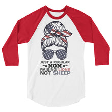 Cargar imagen en el visor de la galería, Moms raising LIONS NOT SHEEP 3/4 sleeve raglan shirt