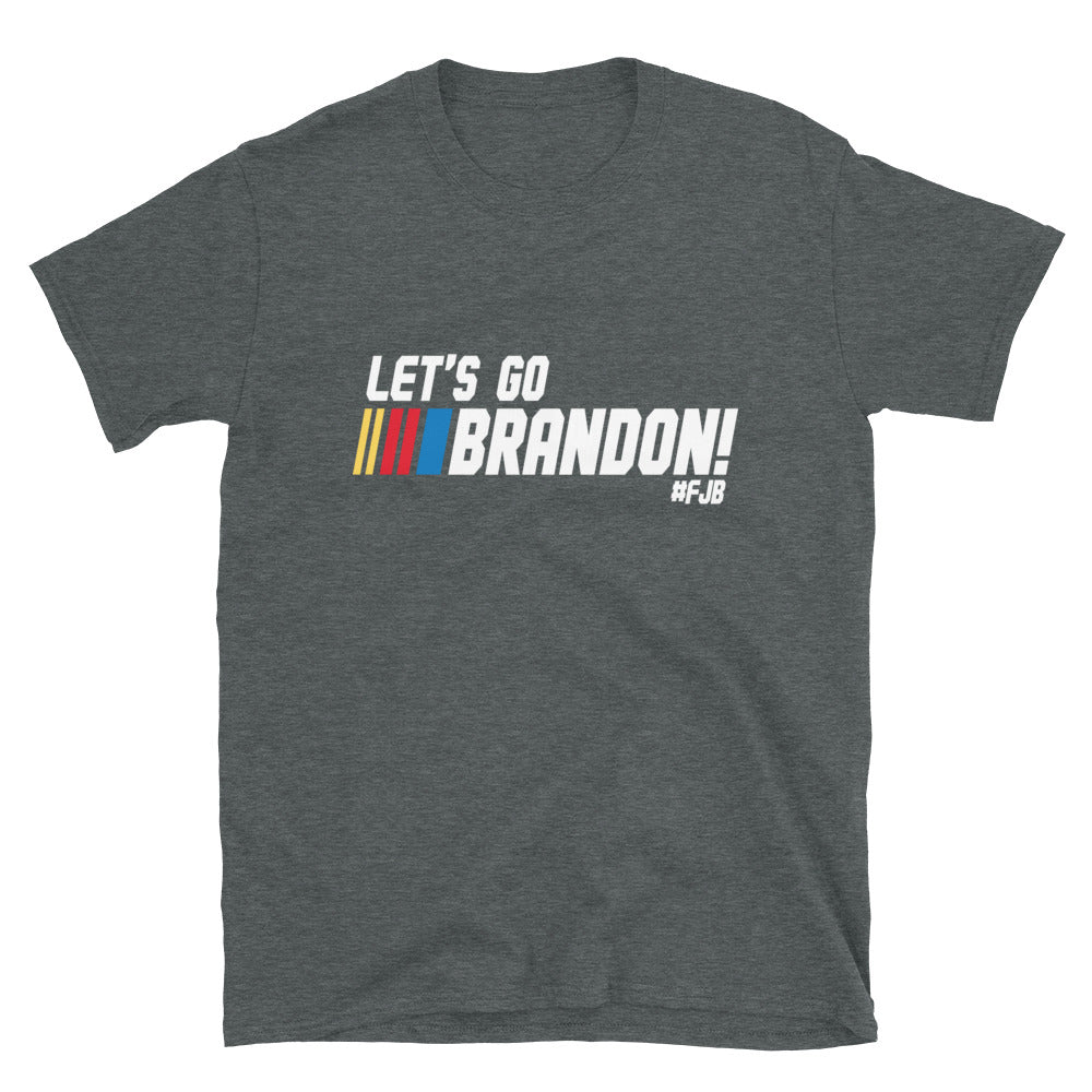 Lets Go Brandon Short-Sleeve Unisex T-Shirt white text