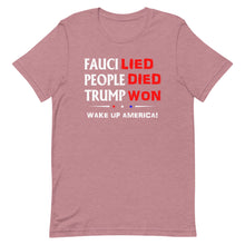 Charger l'image dans la galerie, FAUCI LIED ! Wake Up America Short-Sleeve Unisex T-Shirt