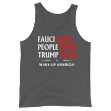 Cargar imagen en el visor de la galería, FAUCI LIED ! Wake Up America Unisex Tank Top