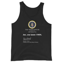 Cargar imagen en el visor de la galería, Joe you know I won Unisex Tank Top
