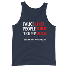 Cargar imagen en el visor de la galería, FAUCI LIED ! Wake Up America Unisex Tank Top