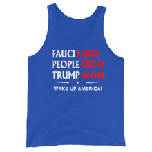 Cargar imagen en el visor de la galería, FAUCI LIED ! Wake Up America Unisex Tank Top