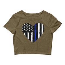 Cargar imagen en el visor de la galería, Blue line heart Women’s Crop Tee