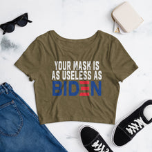 Cargar imagen en el visor de la galería, MASK useless as BIDEN Women’s Crop Tee