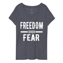 Cargar imagen en el visor de la galería, Freedom over Fear Women’s recycled v-neck t-shirt
