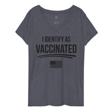 Cargar imagen en el visor de la galería, I identify as Vaccinated Women’s recycled v-neck t-shirt