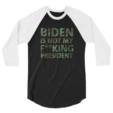 Load image into Gallery viewer, Biden Is Not My F**KING President Camouflage 3/4 sleeve raglan shirt
