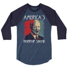 Load image into Gallery viewer, America’s Horror Show 3/4 sleeve raglan shirt
