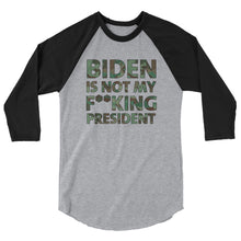 Load image into Gallery viewer, Biden Is Not My F**KING President Camouflage 3/4 sleeve raglan shirt
