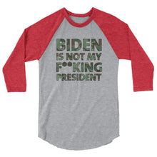 Charger l&#39;image dans la galerie, Biden Is Not My F**KING President Camouflage 3/4 sleeve raglan shirt
