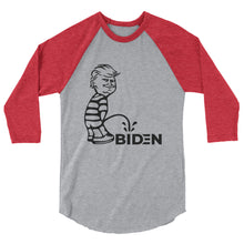Load image into Gallery viewer, Trump piss on Biden 3/4 sleeve raglan shirt
