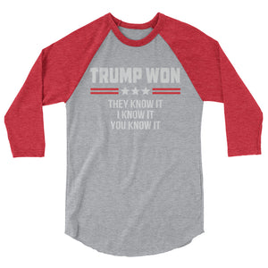 TRUMP WON 3/4 sleeve raglan shirt