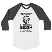Load image into Gallery viewer, F**K BIDEN! Not one of your sheep ! 3/4 sleeve raglan shirt
