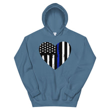 Load image into Gallery viewer, Blue Line Heart Unisex Hoodie
