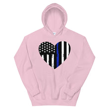 Load image into Gallery viewer, Blue Line Heart Unisex Hoodie

