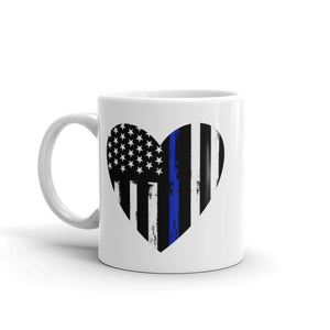 Blue Line Heart Mug