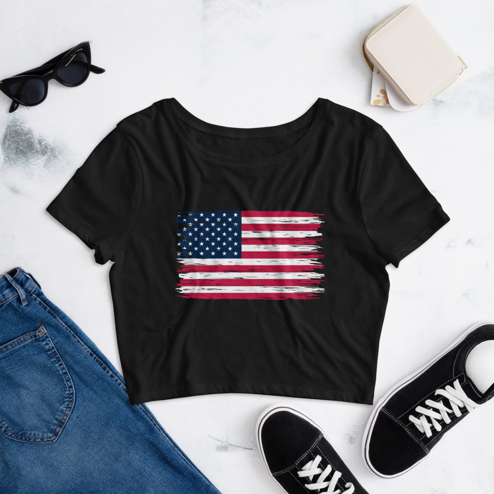 American Flag Women’s Crop Tee