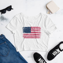 Load image into Gallery viewer, American Flag Women’s Crop Tee
