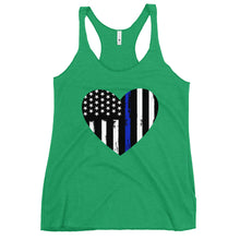 Load image into Gallery viewer, Back the Blue heart Women&#39;s Racerback Tank
