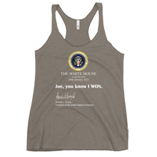 Load image into Gallery viewer, Joe you know I won Women&#39;s Racerback Tank
