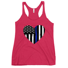 Load image into Gallery viewer, Back the Blue heart Women&#39;s Racerback Tank
